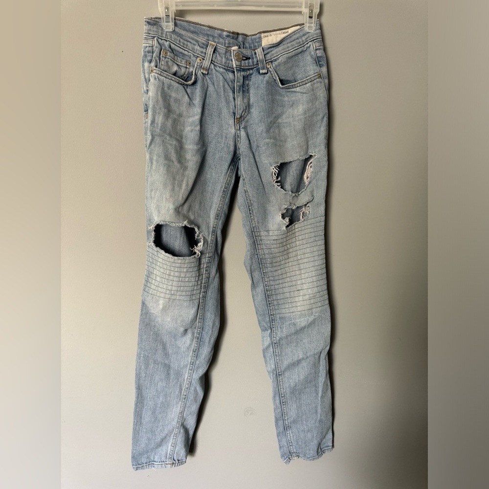 ⭐️SALE⭐️Rag & Bone Jeans Extra faded  with intentional rips/holes Pre-owned sz27